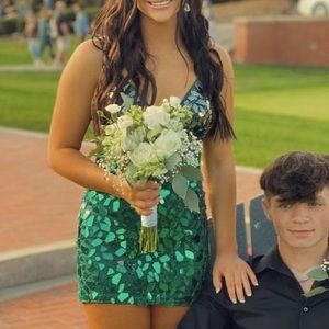 beautiful green glass beaded sparkly dress bought at “The Winner” in PA
